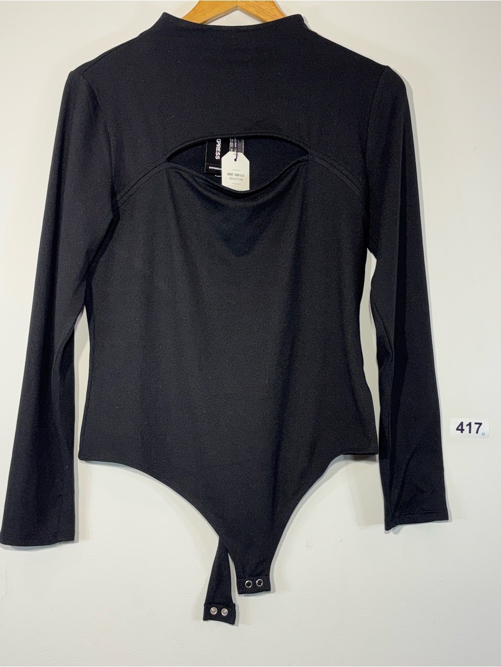 NWT Express black bodysuit body contour Size L